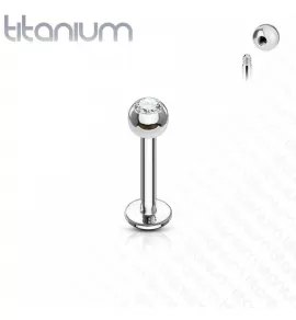 Серьга лабрет из титана для пирсинга губ, хряща уха Pirslab T23L03 с фианитом