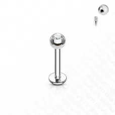 Серьга лабрет из титана для пирсинга губ, хряща уха Pirslab T23L03 с фианитом