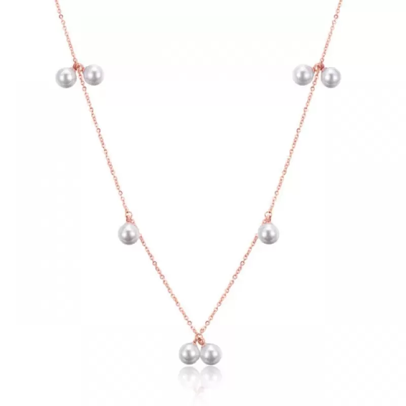 Колье в виде цепочки Everiot SN-XP-1339 из стали с имитацией жемчуга