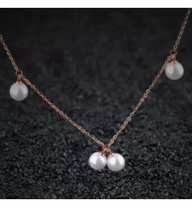 Колье в виде цепочки Everiot SN-XP-1339 из стали с имитацией жемчуга