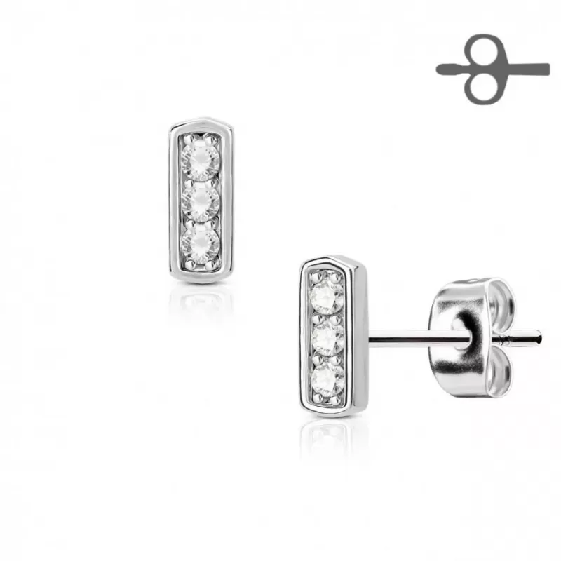 Серьги-гвоздики TATIC EA-007-C c фианитами и родиевым покрытием