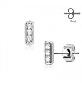 Серьги-гвоздики TATIC EA-007-C c фианитами и родиевым покрытием