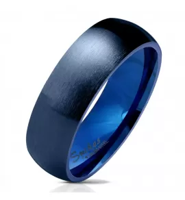 Кольцо из стали Spikes R027B матовое синего цвета