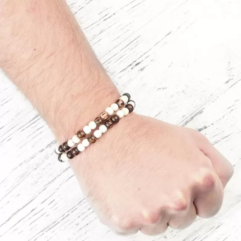 Браслет на резинке Everiot Select --LNS-3010 из дерева в два оборота