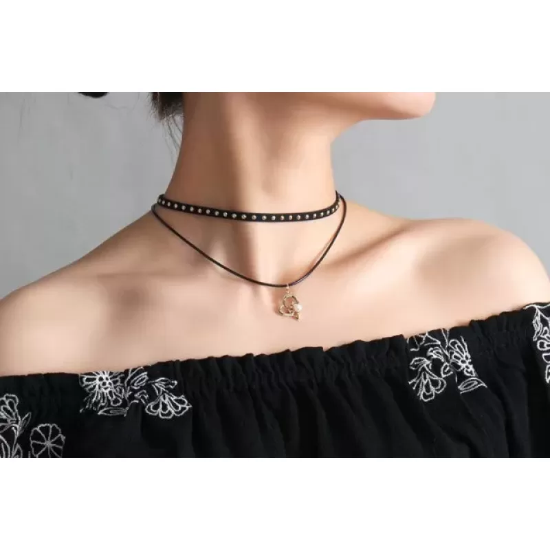 Тканевый чокер Everiot CK-XP-2073 с подвеской-сердцем