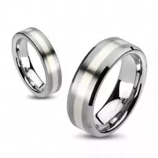 Мужское кольцо из вольфрама Spikes TU-203 с серебристой полосой