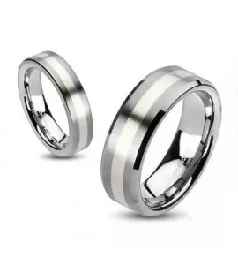 Мужское кольцо из вольфрама Spikes TU-203 с серебристой полосой