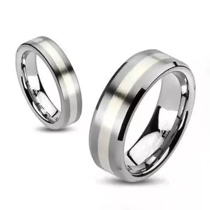 Мужское кольцо из вольфрама Spikes TU-203 с серебристой полосой