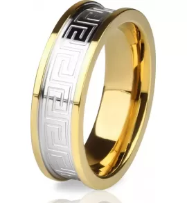 Кольцо из стали TATIC R-H0098 с орнаментом лабиринта