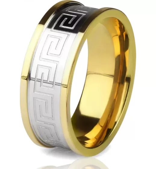 Кольцо из стали TATIC R-H0098 с орнаментом лабиринта