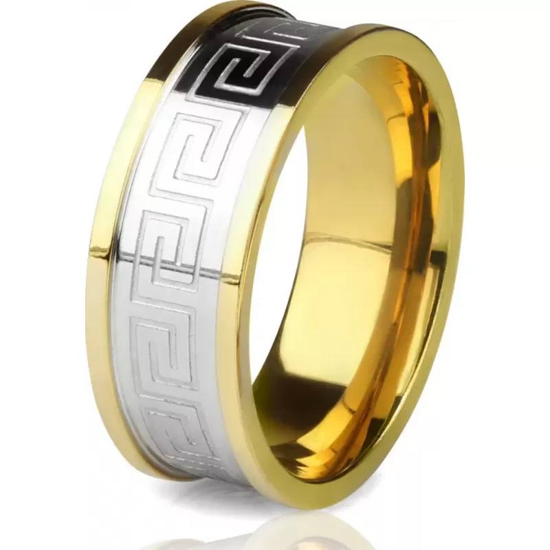 Кольцо из стали TATIC R-H0098 с орнаментом лабиринта