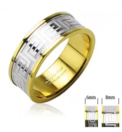 Кольцо из стали TATIC R-H0098 с орнаментом лабиринта