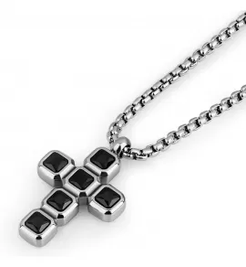 Мужская цепочка якорная Everiot SSPL-30109 из нержавеющей стали с подвеской крест инкрутированой кристаллами
