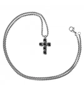 Мужская цепочка якорная Everiot SSPL-30109 из нержавеющей стали с подвеской крест инкрутированой кристаллами