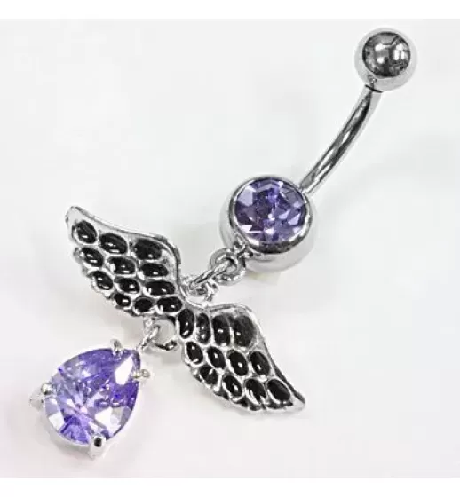 Штанга для пирсинга пупка PiercedFish NAL13766 с крыльями в винтажном стиле