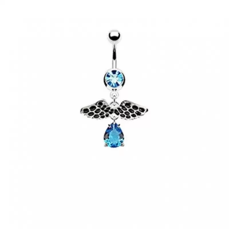 Штанга для пирсинга пупка PiercedFish NAL13766 с крыльями в винтажном стиле