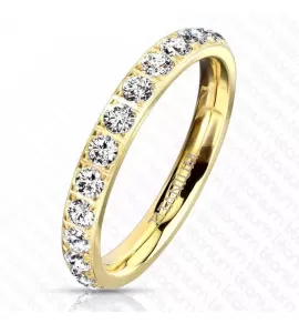 Женское кольцо из титана с фианитами Lonti TI-4407 цвет желтого золота