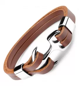 Кожаный мужской браслет Everiot SP-MJ-045 с якорем