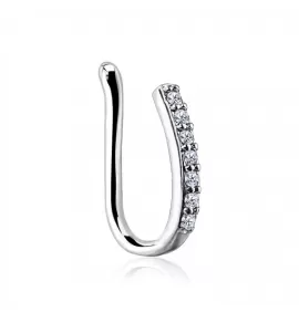 Серьга пирсинг-обманка (клипса) PiercedFish NOCL23 с фианитами в крыло носа