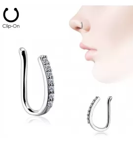 Серьга пирсинг-обманка (клипса) PiercedFish NOCL23 с фианитами в крыло носа