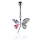 Украшение для пирсинга пупка Everiot AAB-67TBBU серебристая бабочка с фианитами