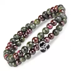 Эластичный браслет из змеевика и граната в два оборота Everiot Select select LNS-2114