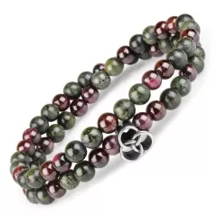 Эластичный браслет из змеевика и граната в два оборота Everiot Select select LNS-2114