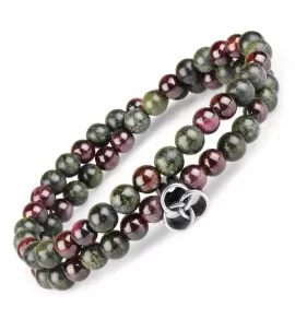 Эластичный браслет из змеевика и граната в два оборота Everiot Select select LNS-2114