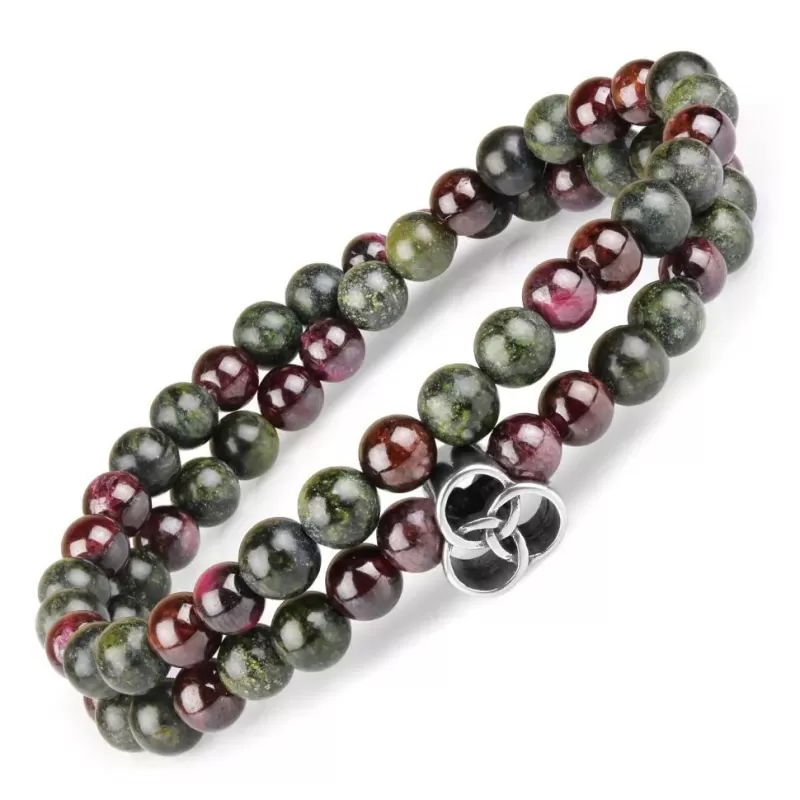 Эластичный браслет из змеевика и граната в два оборота Everiot Select select LNS-2114
