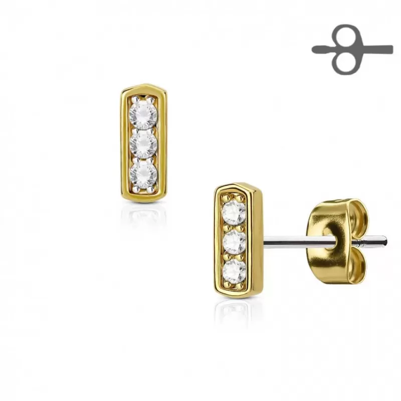 Серьги-гвоздики TATIC EA-007-GDC c фианитами и позолотой