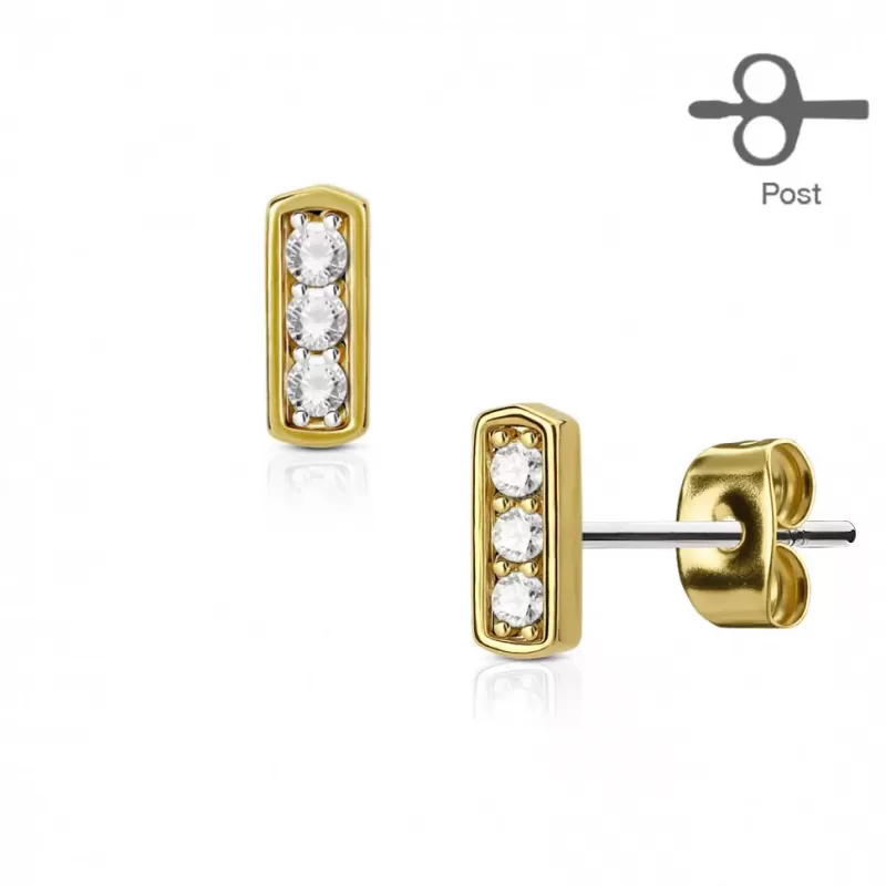 Серьги-гвоздики TATIC EA-007-GDC c фианитами и позолотой