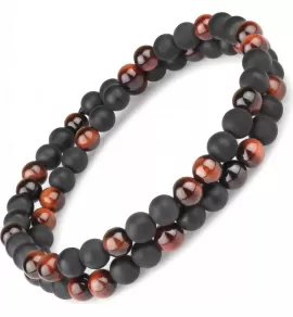 Браслет на резинке Everiot Select LNS-3011 из агата и камня бычий глаз