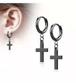 Серьги-кольца (конго) из стали TATIC SE046 с подвеской в форме креста