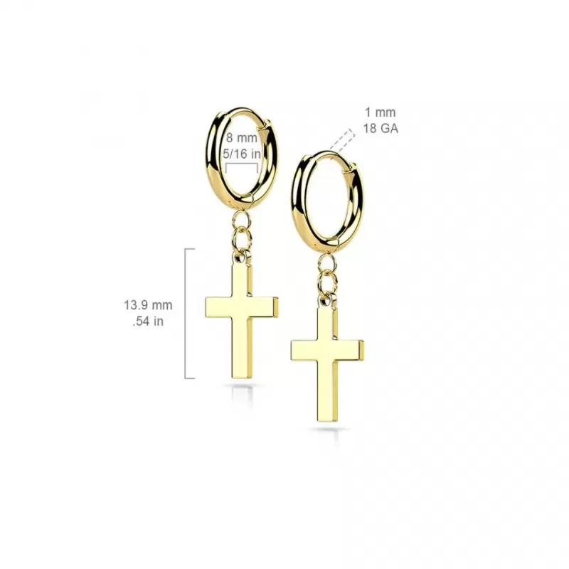 Серьги-кольца (конго) из стали TATIC SE046 с подвеской в форме креста