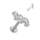 Титановая серьга лабрет для пирсинга хряща уха, хеликса, губ Pirslab TIL936, накрутка кластер с фианитами
