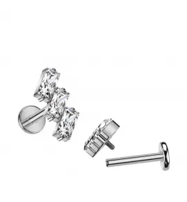 Титановая серьга лабрет для пирсинга хряща уха, хеликса, губ Pirslab TIL936, накрутка кластер с фианитами