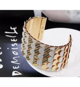 Жесткий браслет-кафф AS-A26568 "Чешуя" узкий