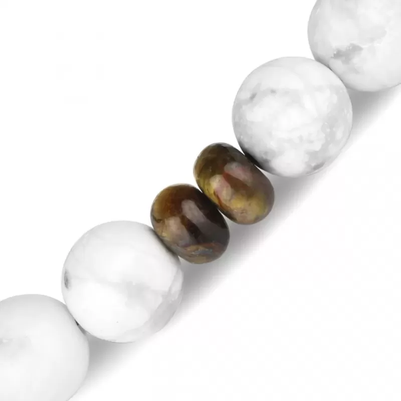 Браслет мужской из кахолонга и камня тигровый глаз на резинке Everiot Select LNS-2062 с черепом