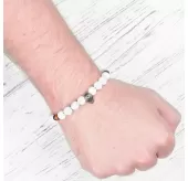 Браслет мужской из кахолонга и камня тигровый глаз на резинке Everiot Select LNS-2062 с черепом