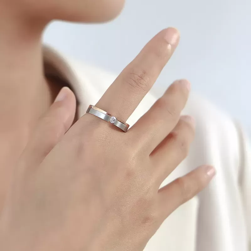 Помолвочное кольцо из стали TATIC RSS-7097-STRD с фианитом