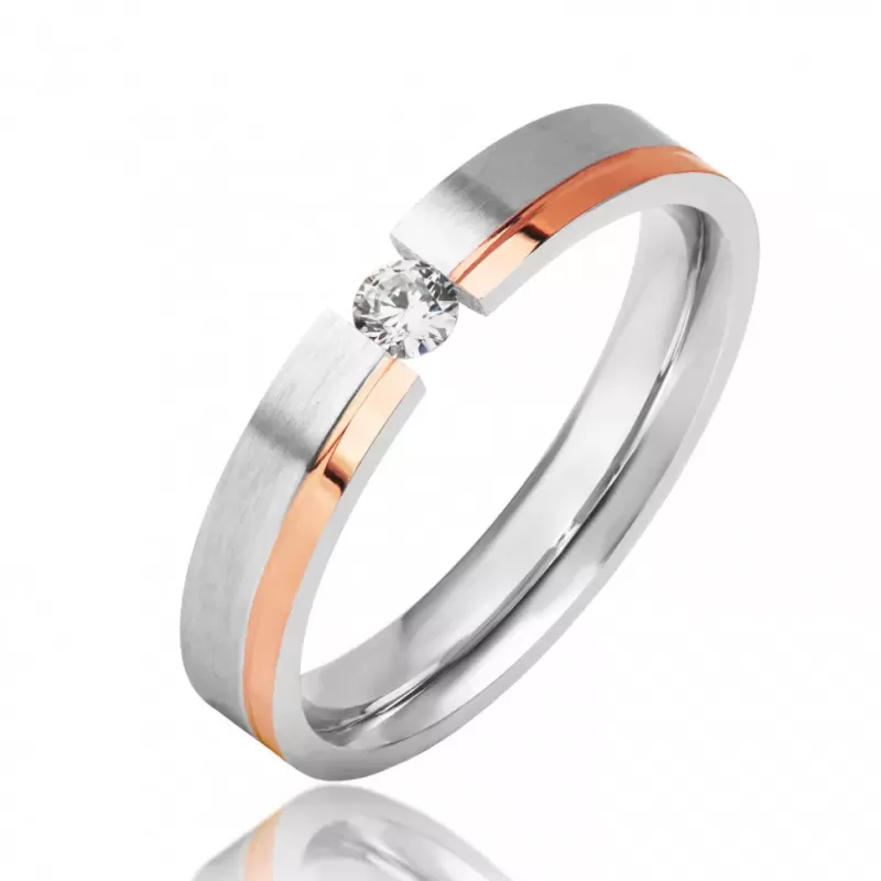 Помолвочное кольцо из стали TATIC RSS-7097-STRD с фианитом