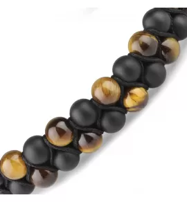 Браслет Шамбала Everiot Select LNS-0243 из натурального агата и камня тигровый глаз