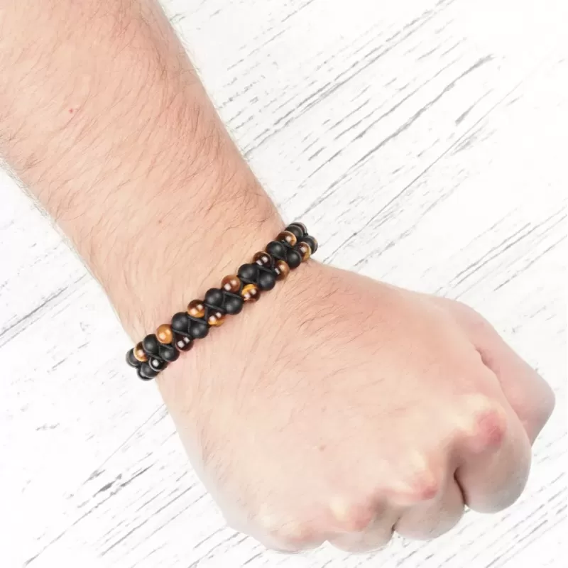 Браслет Шамбала Everiot Select LNS-0243 из натурального агата и камня тигровый глаз