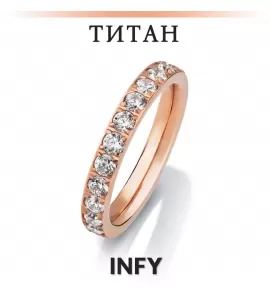 Женское кольцо из титана с фианитами INFY TI-4406 цвет розового золота