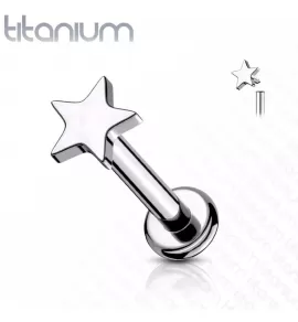 Серьга лабрет из титана со звездочкой Pirslab TIL14-ST для пирсинга хряща уха, губ