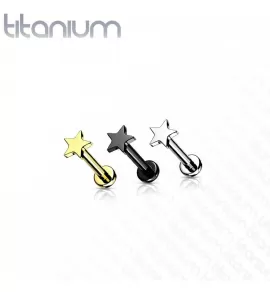 Серьга лабрет из титана со звездочкой Pirslab TIL14-ST для пирсинга хряща уха, губ