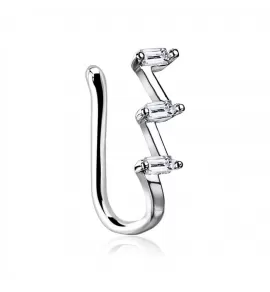 Серьга пирсинг-обманка (клипса) в крыло носа PiercedFish NOCL24 с фианитами