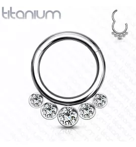 Кольцо кликер из титана с фианитами Pirslab RHT55 серьга для пирсинга септума, трагуса и хеликса, брови, губ (диаметр от 8 мм до 10 мм)