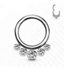 Кольцо кликер из титана с фианитами Pirslab RHT55 серьга для пирсинга септума, трагуса и хеликса, брови, губ (диаметр от 8 мм до 10 мм)