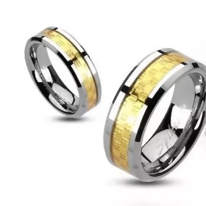 Кольцо из карбида вольфрама TATIC TU-325 с клетчатым узором